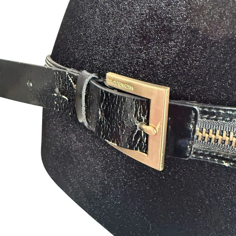 Michael Kors Black Leather Belt Gold Buckle Zipper Detail‎ Women Size L FLAW - Image 4