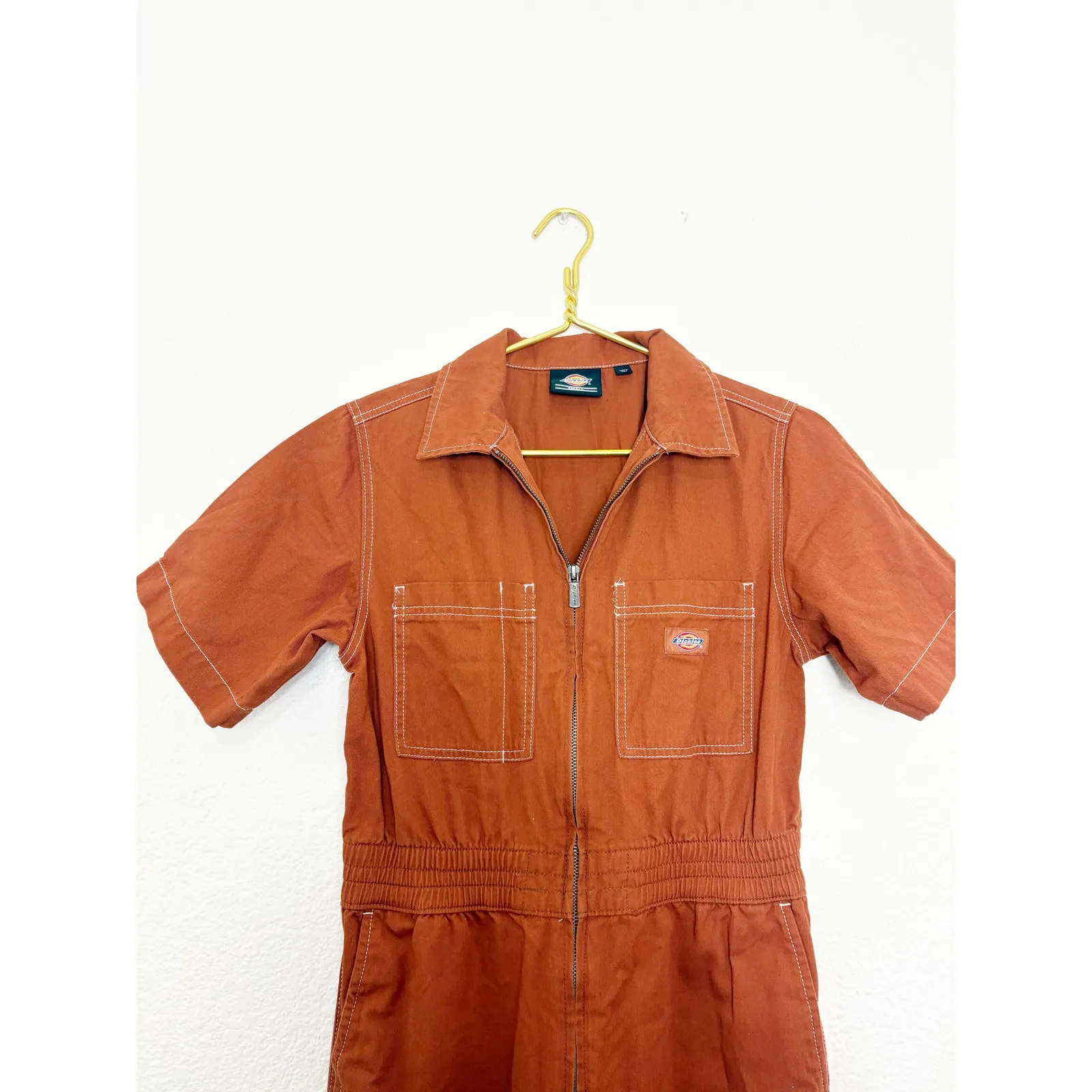 Dickies Cotton Twill Zip-Up Jumpsuit Size Small Utility Aviator Rust Orange - Image 5