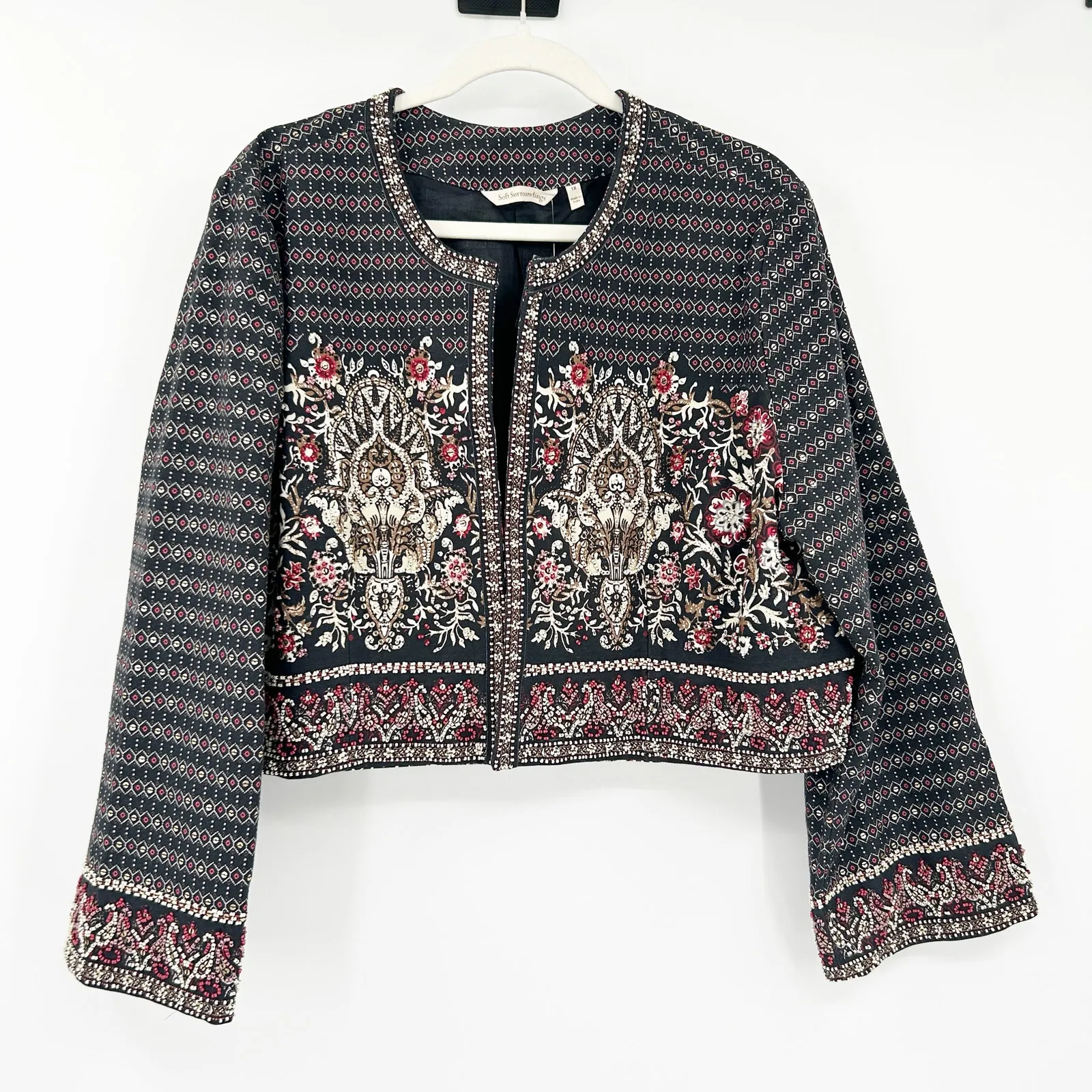 NWT Soft Surroundings Womens Sequin Beaded Mandala Bolero Crop Blazer Jacket 1X - Image 2