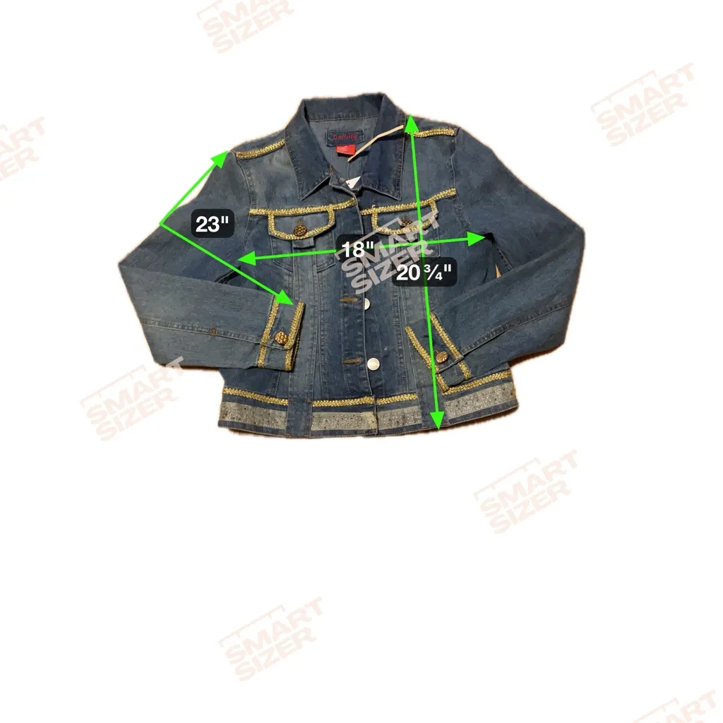 Destiny Denim Jacket M – Gold Trim & Sequins Blue Size M - Image 10