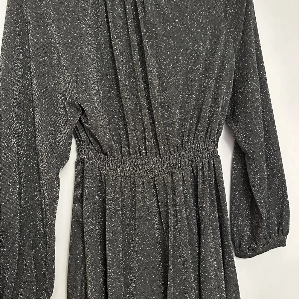 Momoni Black Silver Sparkly Dress Gathered Waist (Size 40/US 2) NWOT - Image 9