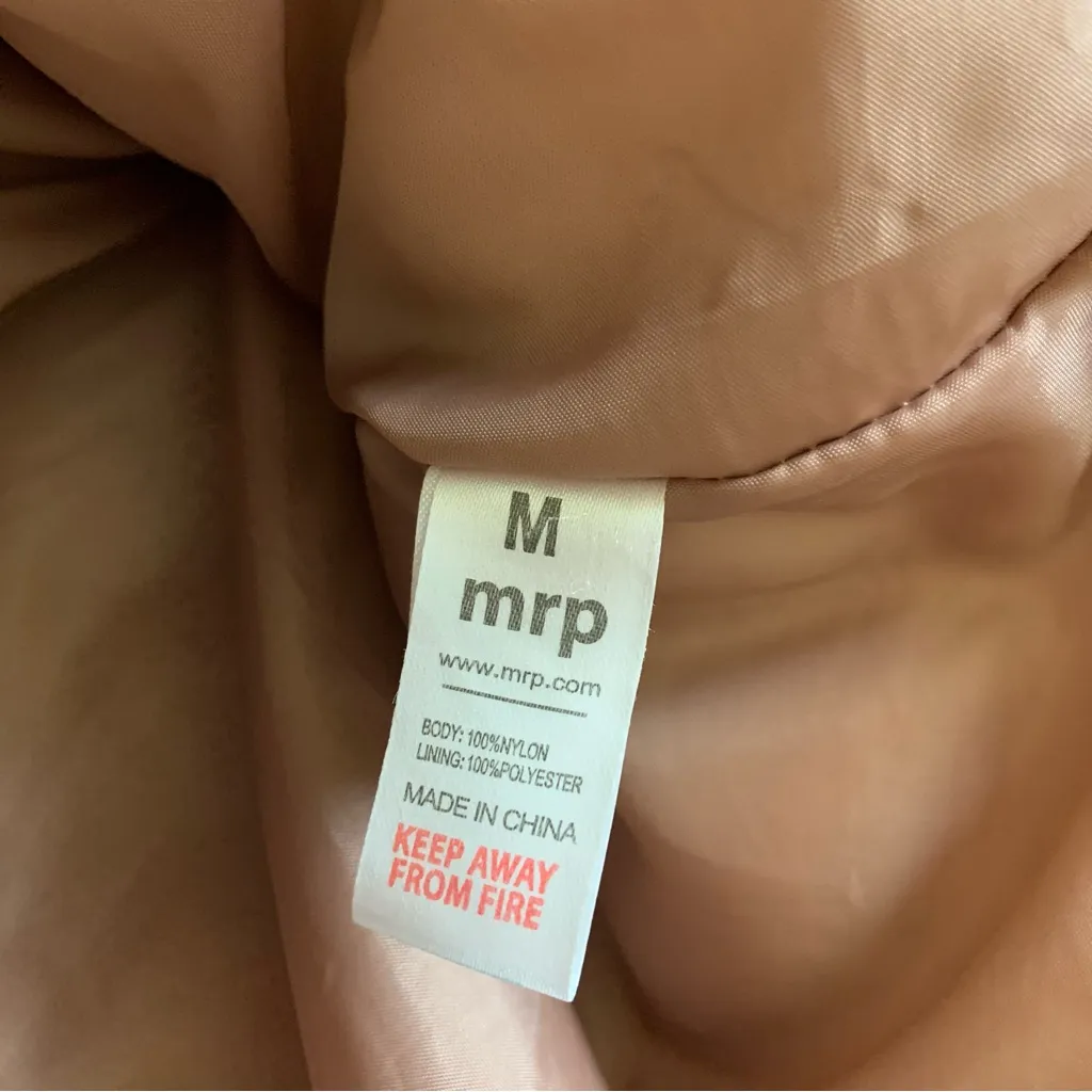 Oakridge Mauve Quilted Puffer Jacket Drawstring Hem High Neck Zip Up Medium Pink - Image 5