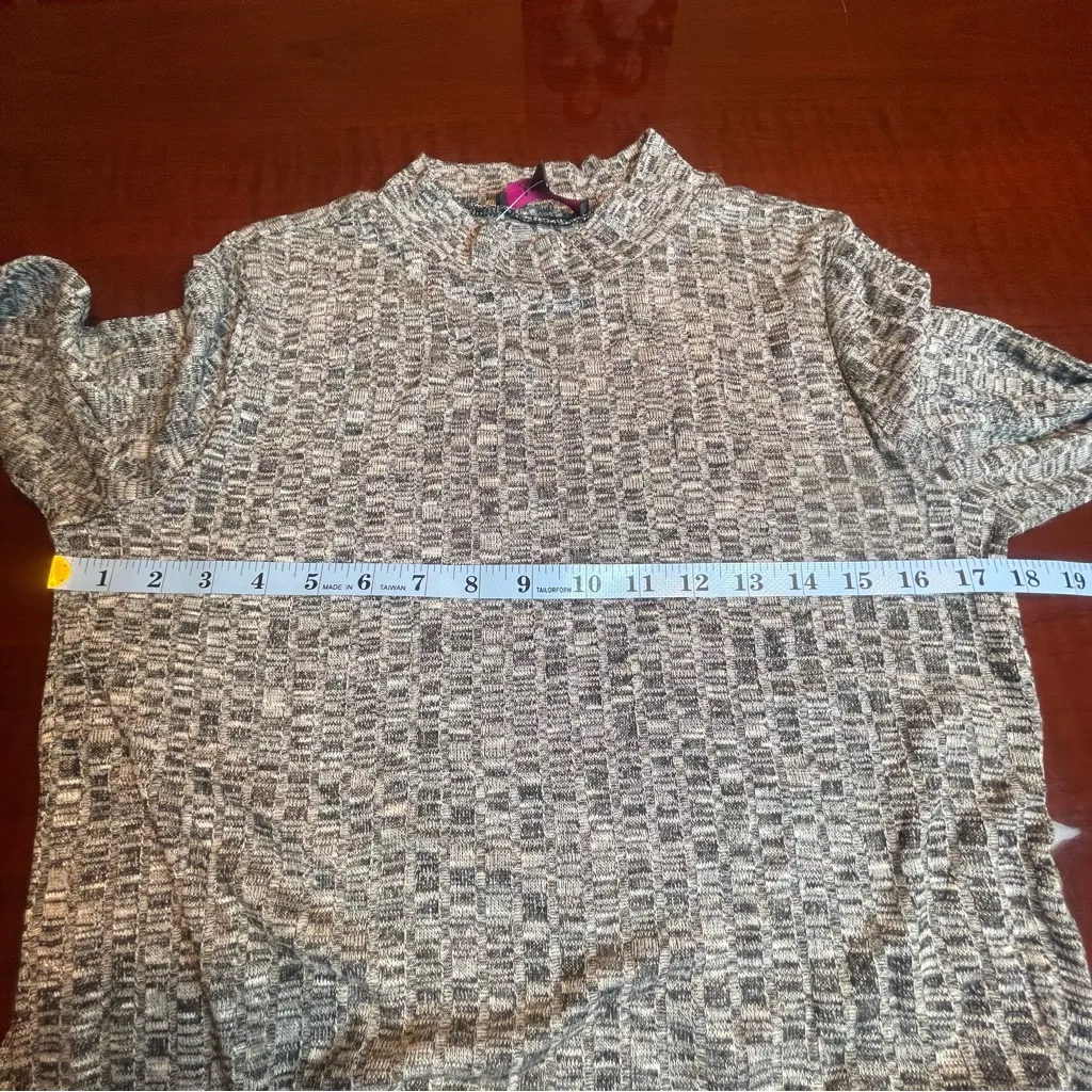 Marled Reunited Clothing Mock Neck Semi Sheer Sweater Ling Sleeve Top - Image 4