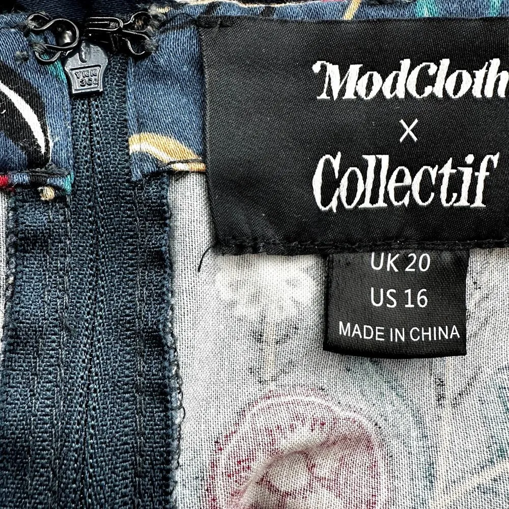 Modcloth x Collectif Skirt Knee Length Cotton Pockets Dolores Poppy Floral 16 - Image 3