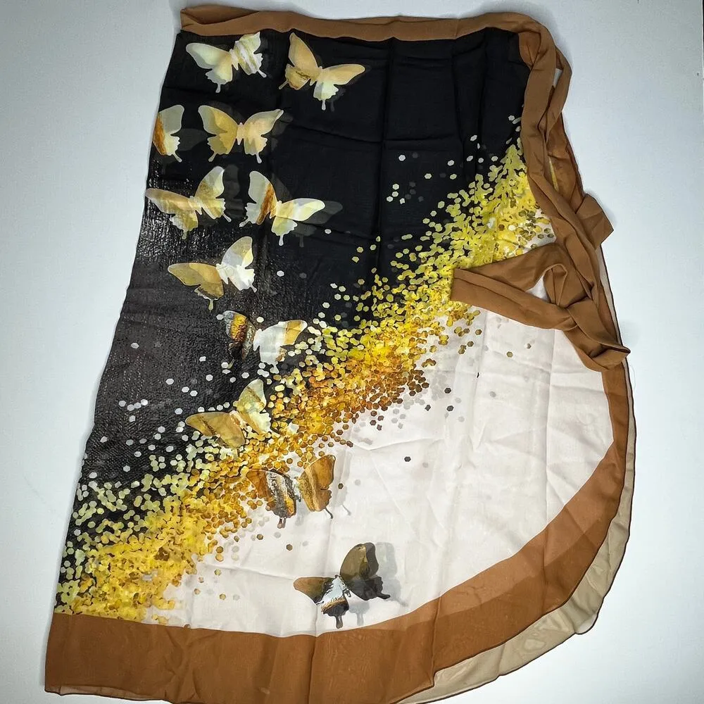 One Piece Butterfly Gold Swimsuit & Sheer Coverup New M Size M - Image 4