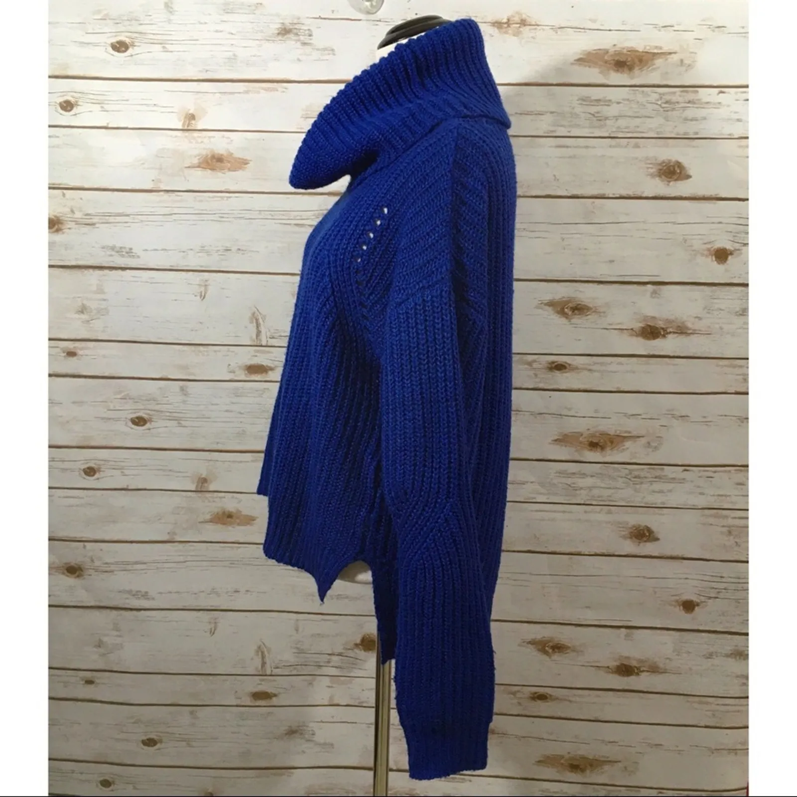 Ten Sixty Sherman Chunky Knit Cowl Neck Sweater - Blue - Medium - Image 9