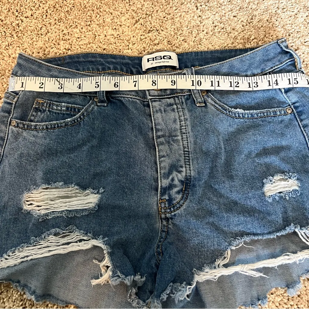 RSQ Blue Distressed Denim Shorts - Image 4