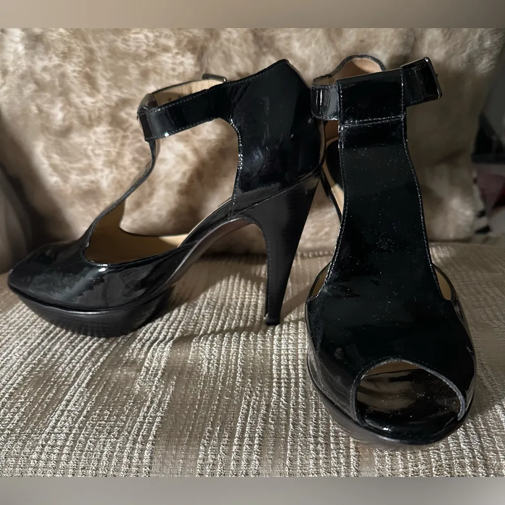 Cole Haan Nike Air Patent Leather Peep Toe Platform Pump - Image 3