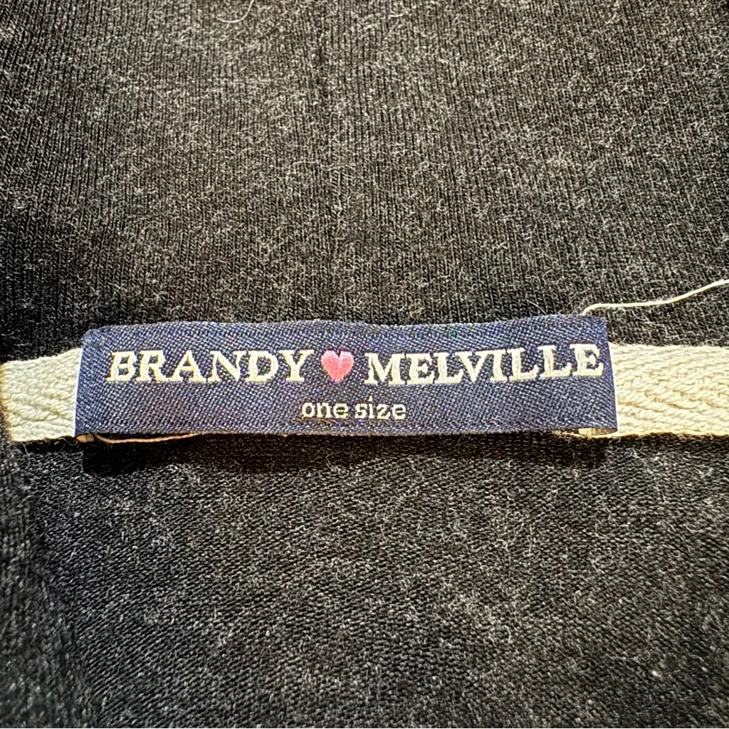 Brandy Melville Black Soft Full Zip Jacket with Hood and Pockets, One Size - Image 3