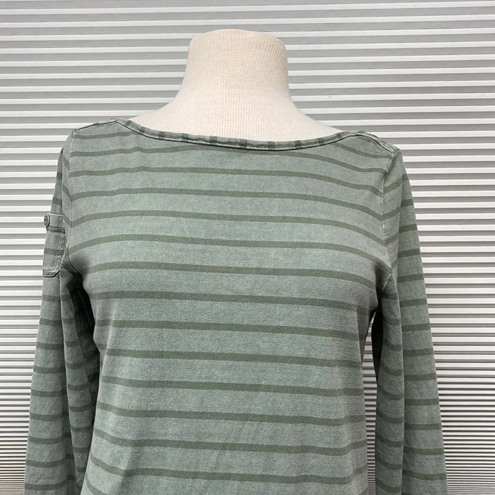 Vineyard Vines Green Garment-Dyed Striped Long-Sleeve Cotton Knit Dress - Image 3