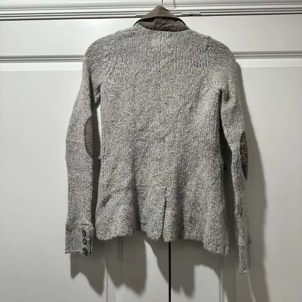 Anthropologie Sparrow Sweater Womens XS Beige Blazer Corduroy Elbow Wool - Image 4