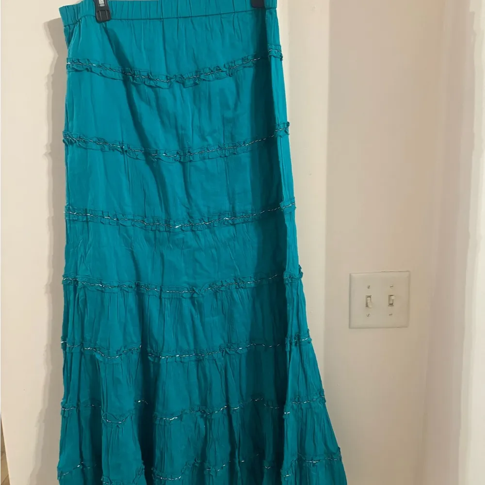 K jordan 100% cotton turquoise skirt with gem detail size M Size M - Image 6