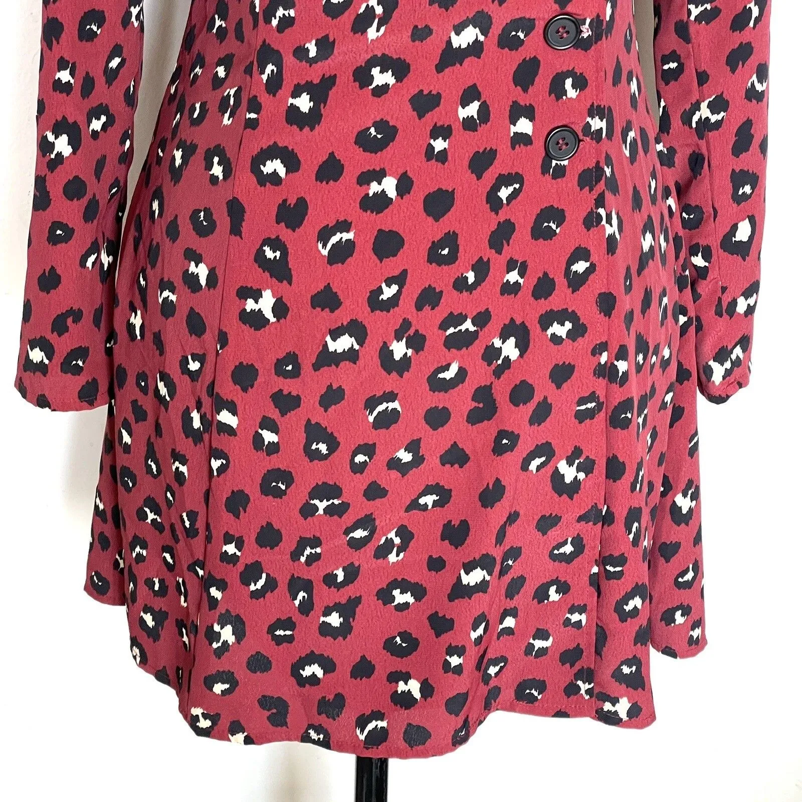 H&M Divided Womens Dress Sz 6 Safari Leopard Animal Mini Long Sleeve Festival - Image 8