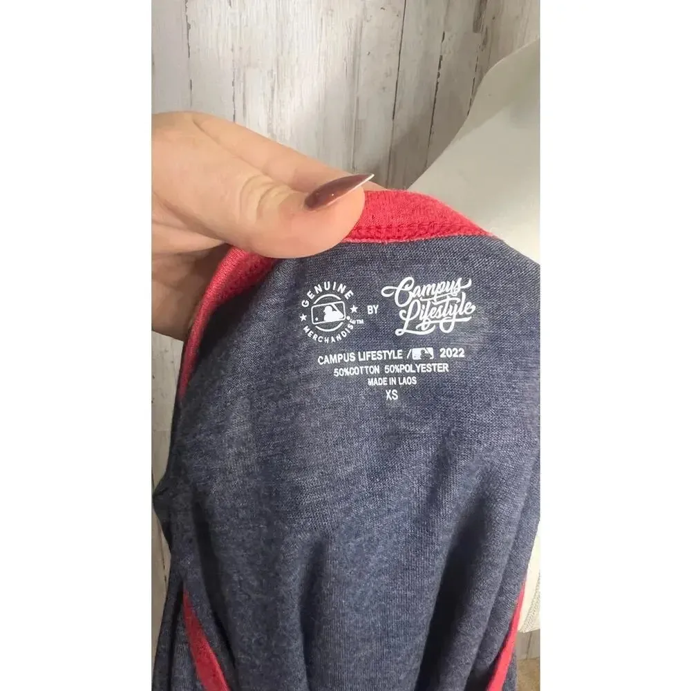 NWT Women's Minnesota Twins Blue Ringer T-Shirt Size‎ XS Short Sleeve Casual - Image 5