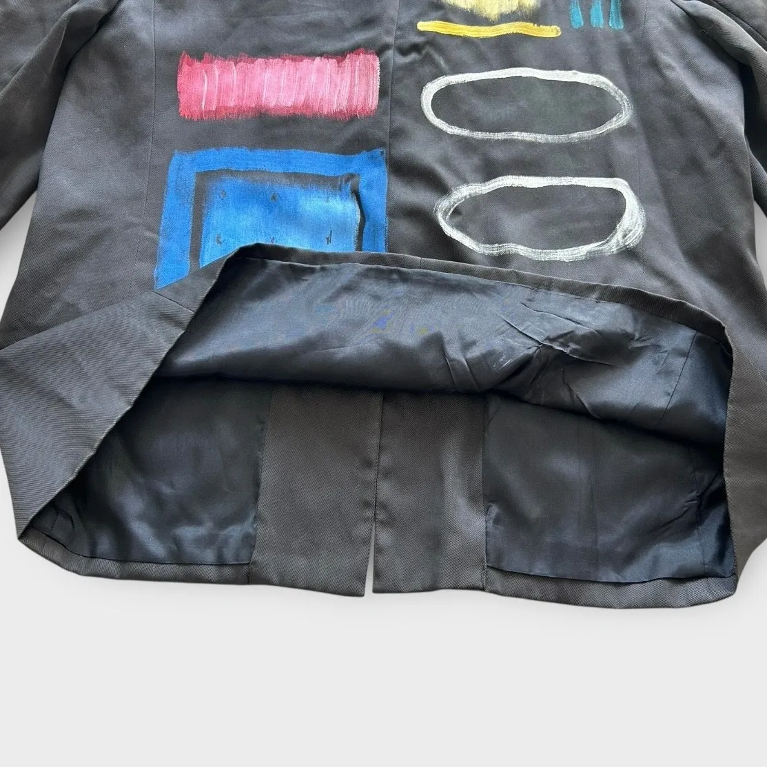 Vintage 80s 90s Jacket Required Hand Painted Blazer Women's 1X Artwear Modern Black - Image 9