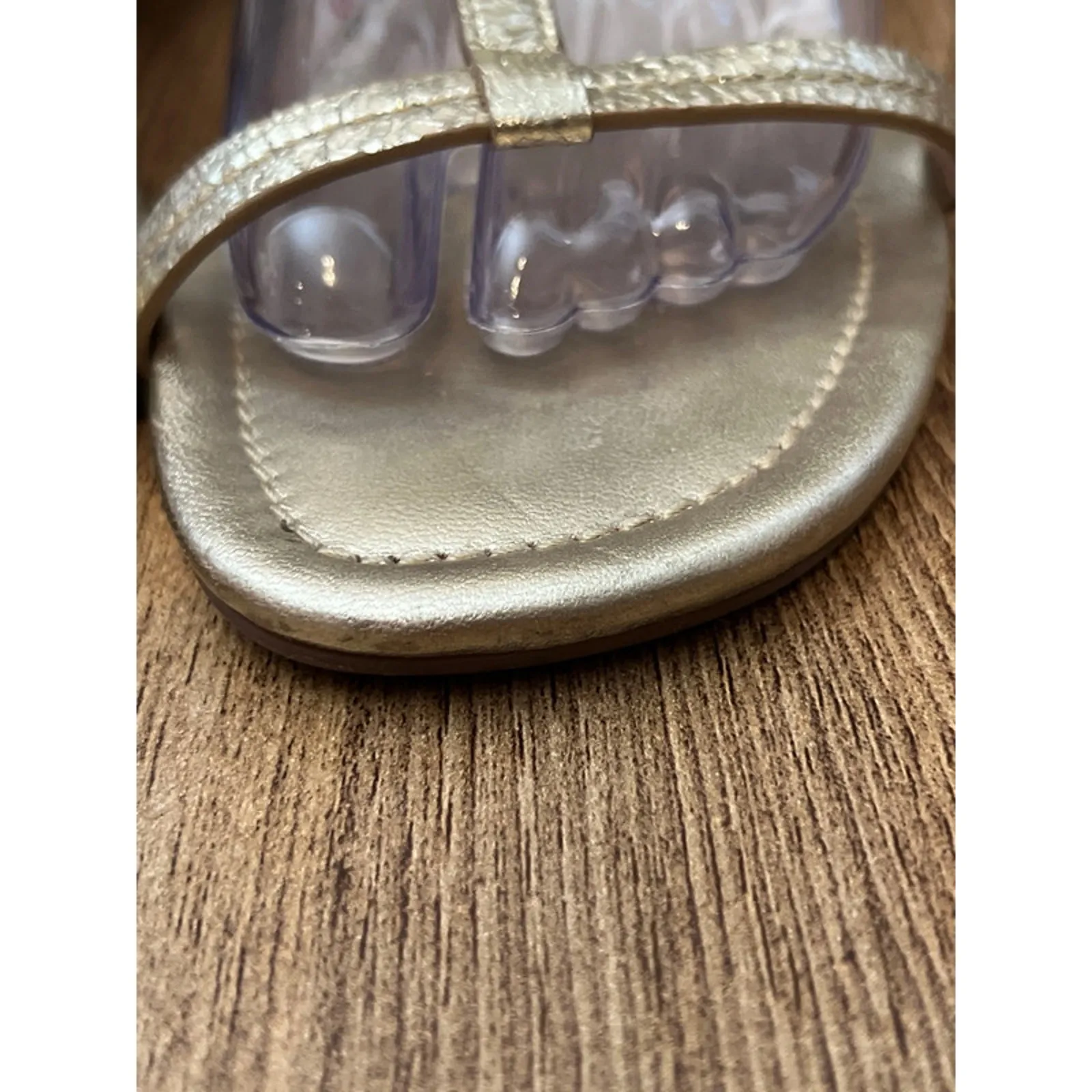 Tory Burch Gold Flake Leather Miller Block Heel Sandals - Image 9