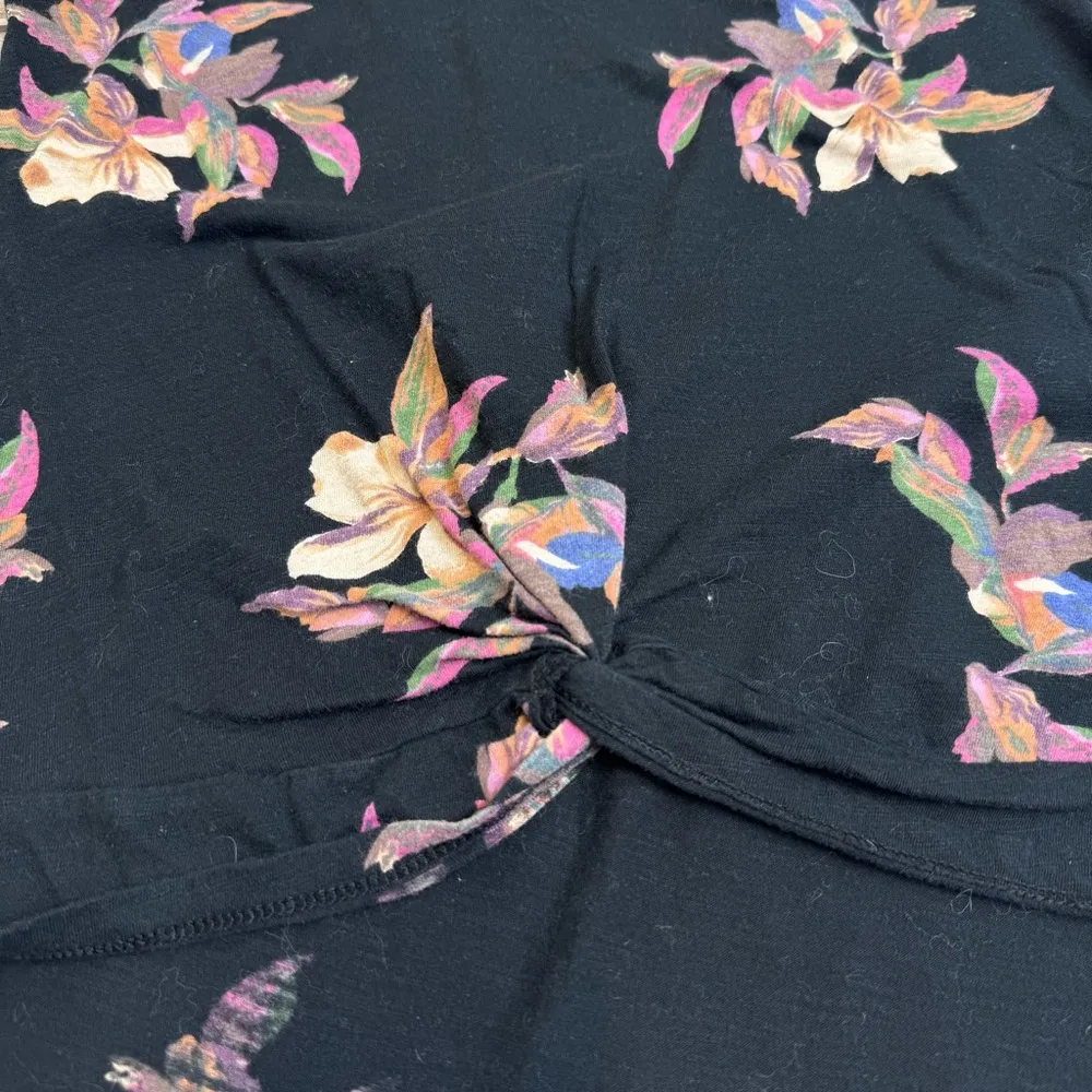 ANA A New Day Women's Twist Front Black Multicolor Floral Tank Top M Med Medium - Image 5