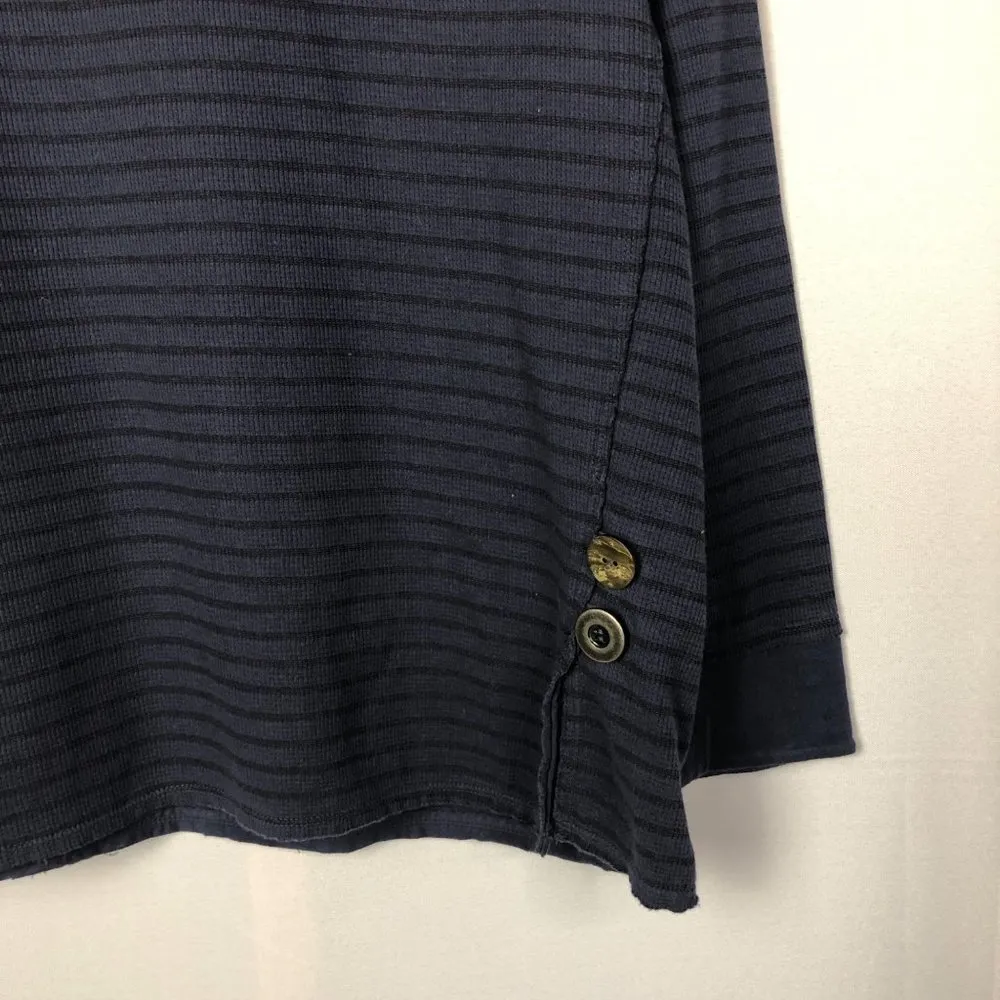 Neon Buddha Navy Blue Striped Long Sleeve Button Detail S - Image 6