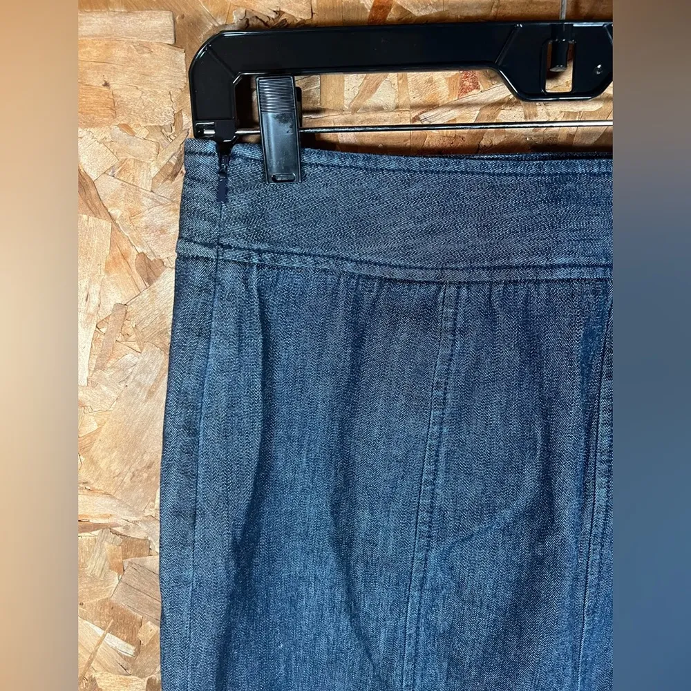 Ann Taylor Womens Blue Denim Pencil Short Skirt Cotton Blend Side Zip Size 6 - Image 8