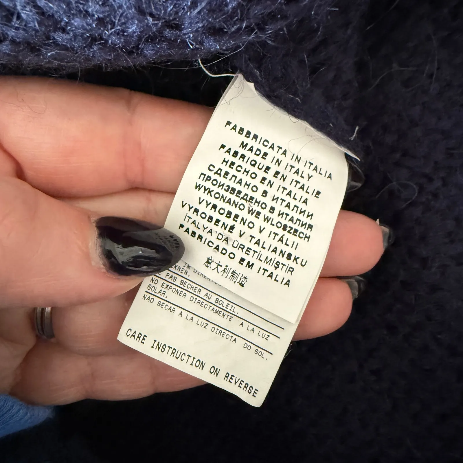 SISLEY PARIS Navy Blue Mohair Blend Cape - Image 7