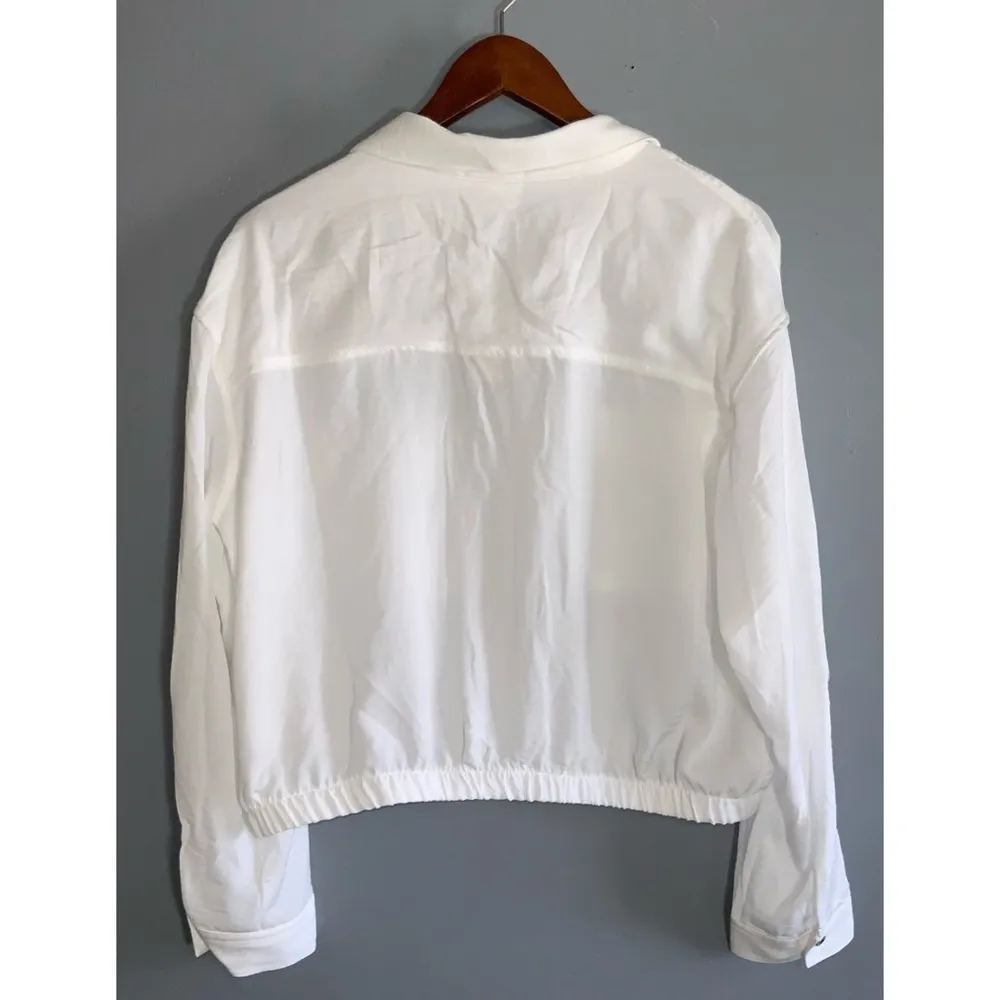 No Comment White Pullover Button Front Elastic Waist Long Tab Sleeves XL NWT - Image 3