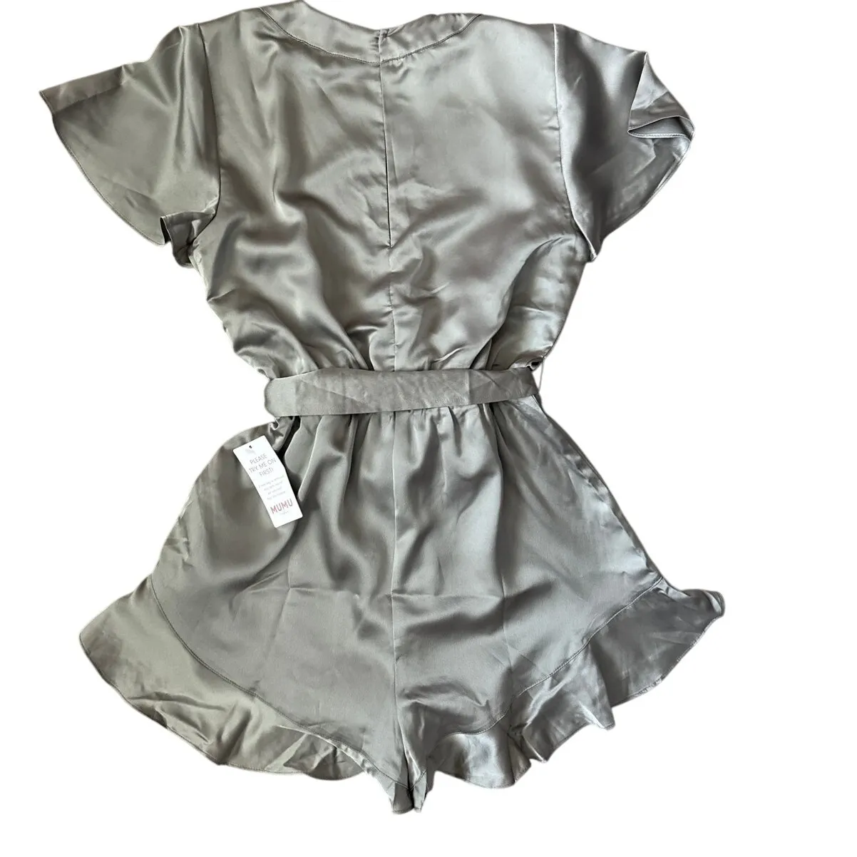 Show Me Your Mumu Luxe‎ Satin Say I Do Romper Moss Green Size Small - Image 9