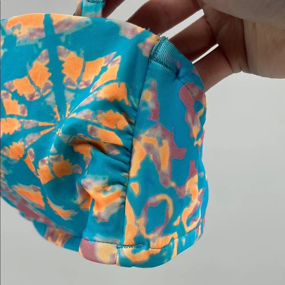 Victoria's Secret Blue orange convertible halter strapless bikini top tie dyed L - Image 5