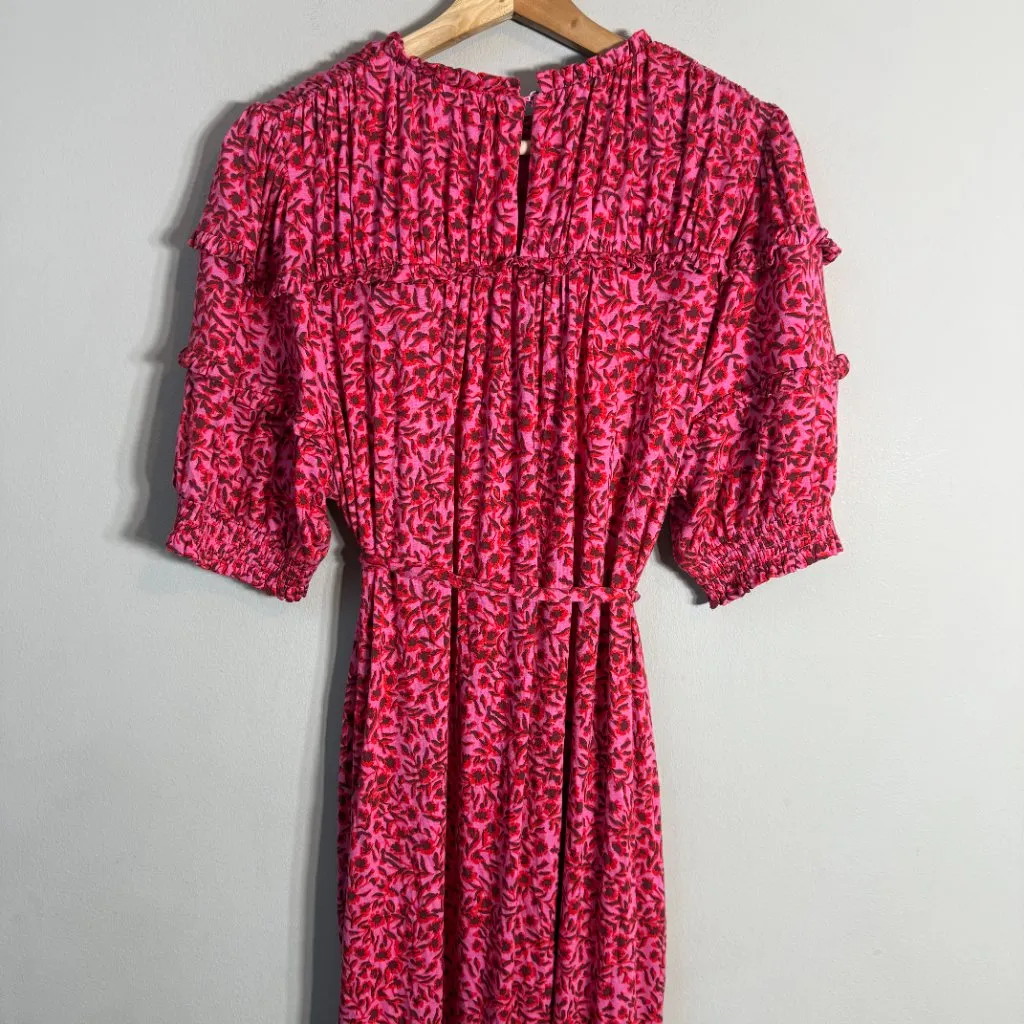 Boden Yoke Detail Floral Jersey Midi Dress Women's 10L Gin Fizz Pink Boho Chic Size undefined - Image 15