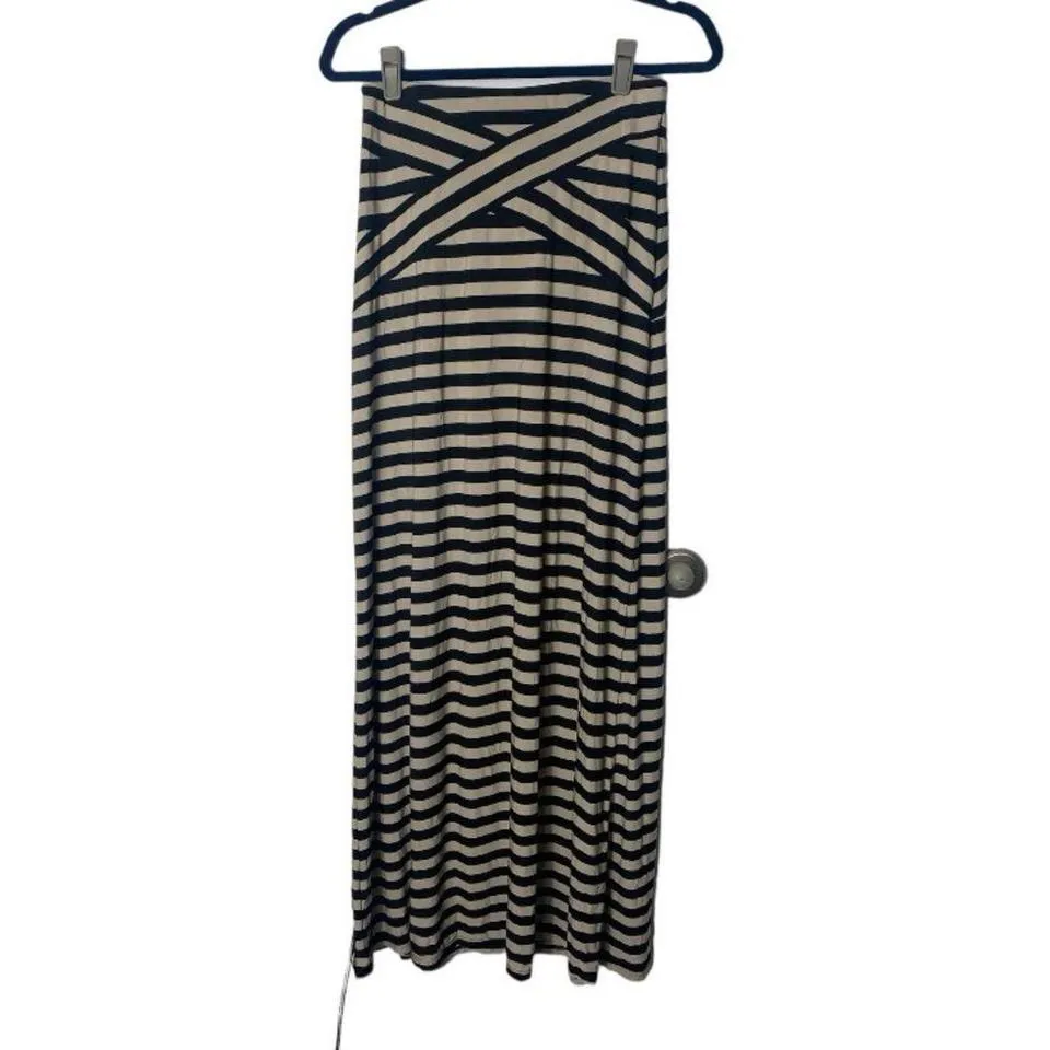ECI New York SZ S black and beige striped strapless maxi dress - Image 2
