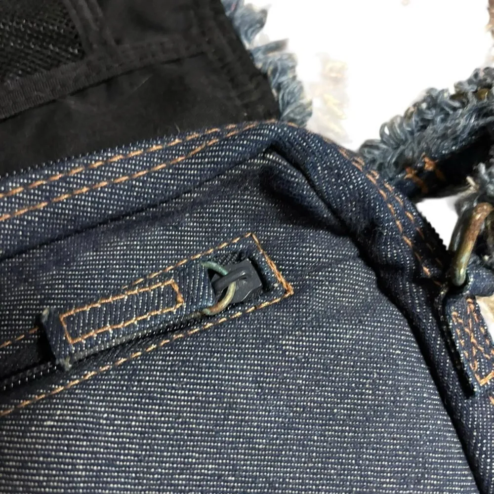 Denim Raw Hem Mini Shoulder Bag Blue - Image 7