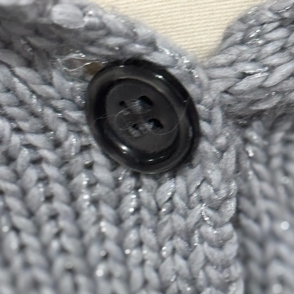 The Limited Gray Cropped Cardigan Sweater with Sparkle Thread - Image 8