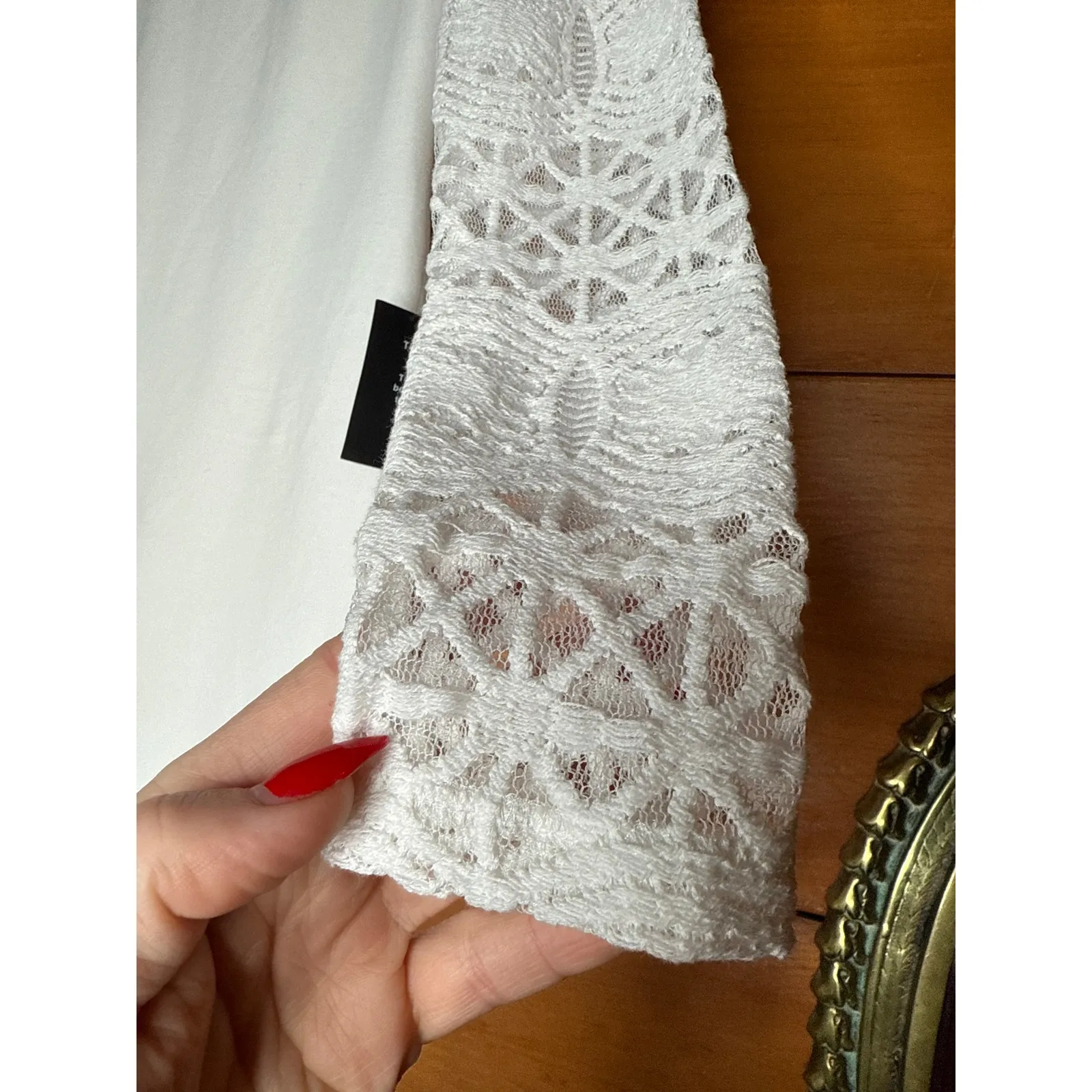 NWT Lulus Lace Up Your Sleeve White Lace Long Sleeve Bodycon Dress Cocktail XS - Image 4