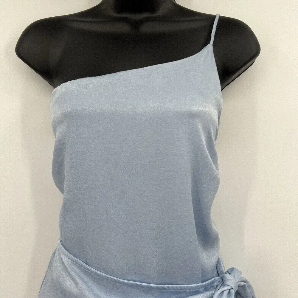 Lucy‎ In The Sky Santorini Satin Wrap Dress One Shoulder Women's Size Large - Image 4