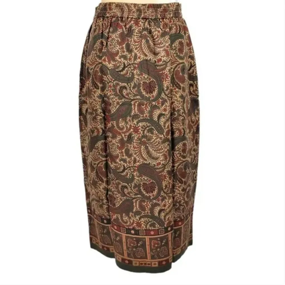 Pendleton Top & Skirt Set 8 10 Faux Wrap Paisley Print Fabric Button Vintage 90s - Image 9