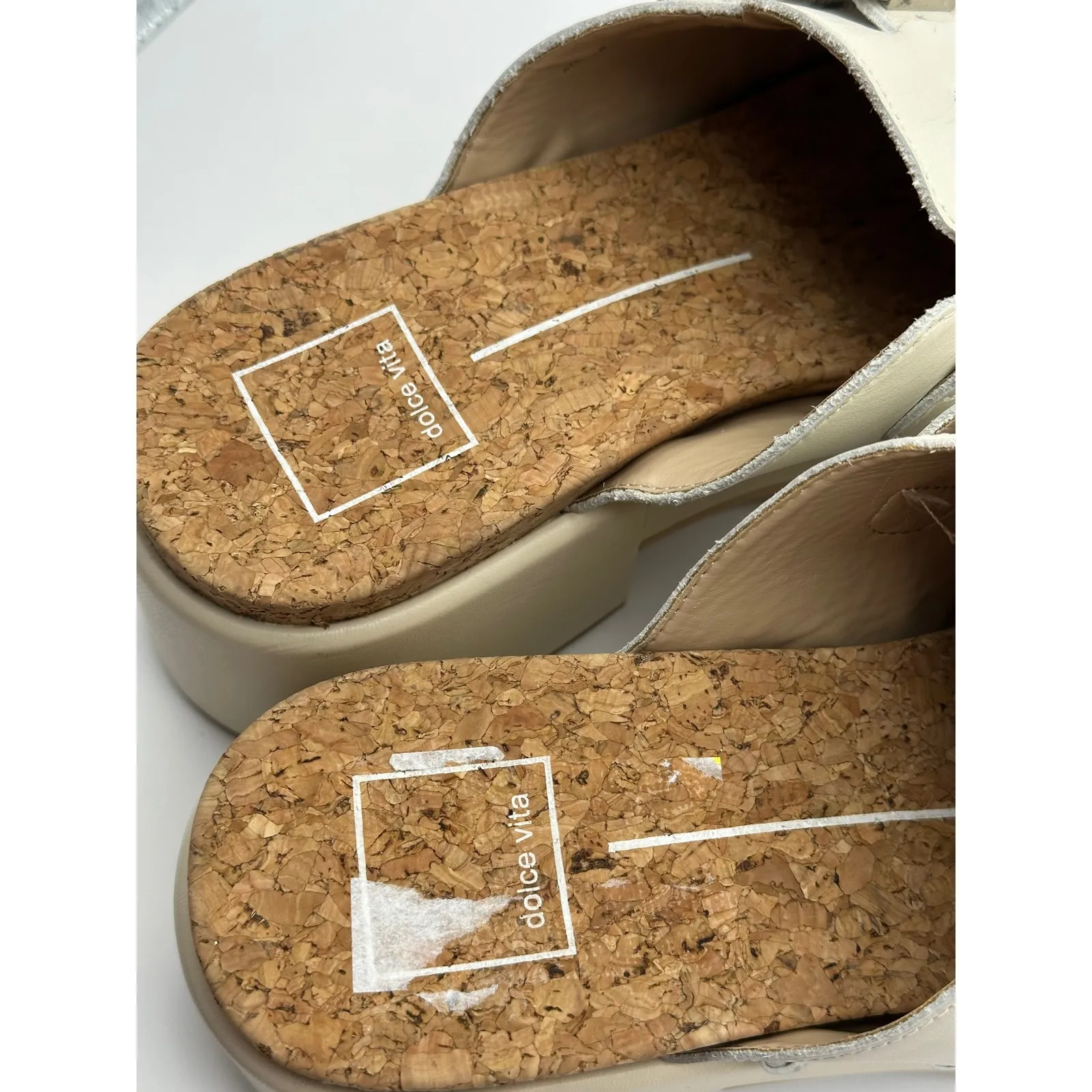 Dolce Vita Yevan Platform Studded Leather Clogs Mule Ivory Size 9.5 Tan - Image 12