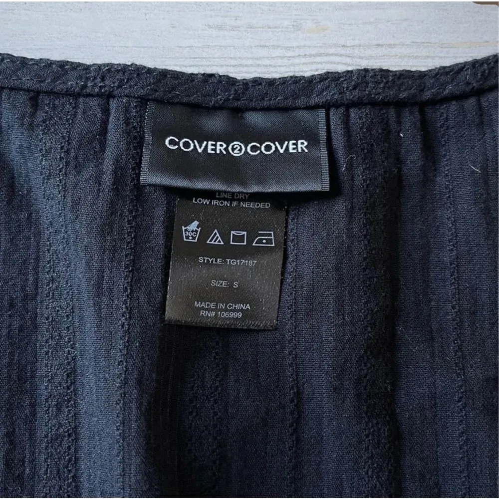 Cover 2 Cover oversized beachy boxy minimalist vneck shirt top blouse Black - Image 4