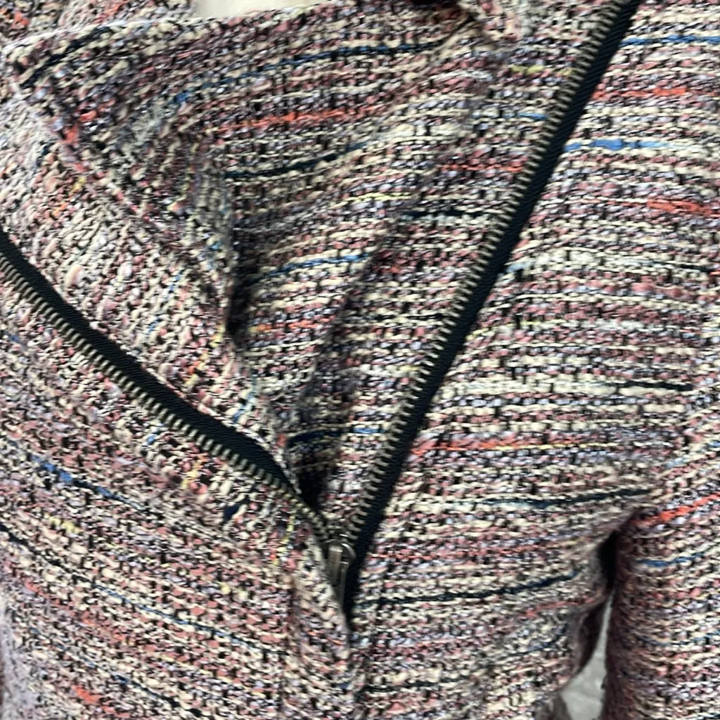 Cupcakes & Cashmere Canter Tweed Moto Jacket Pink - Image 3