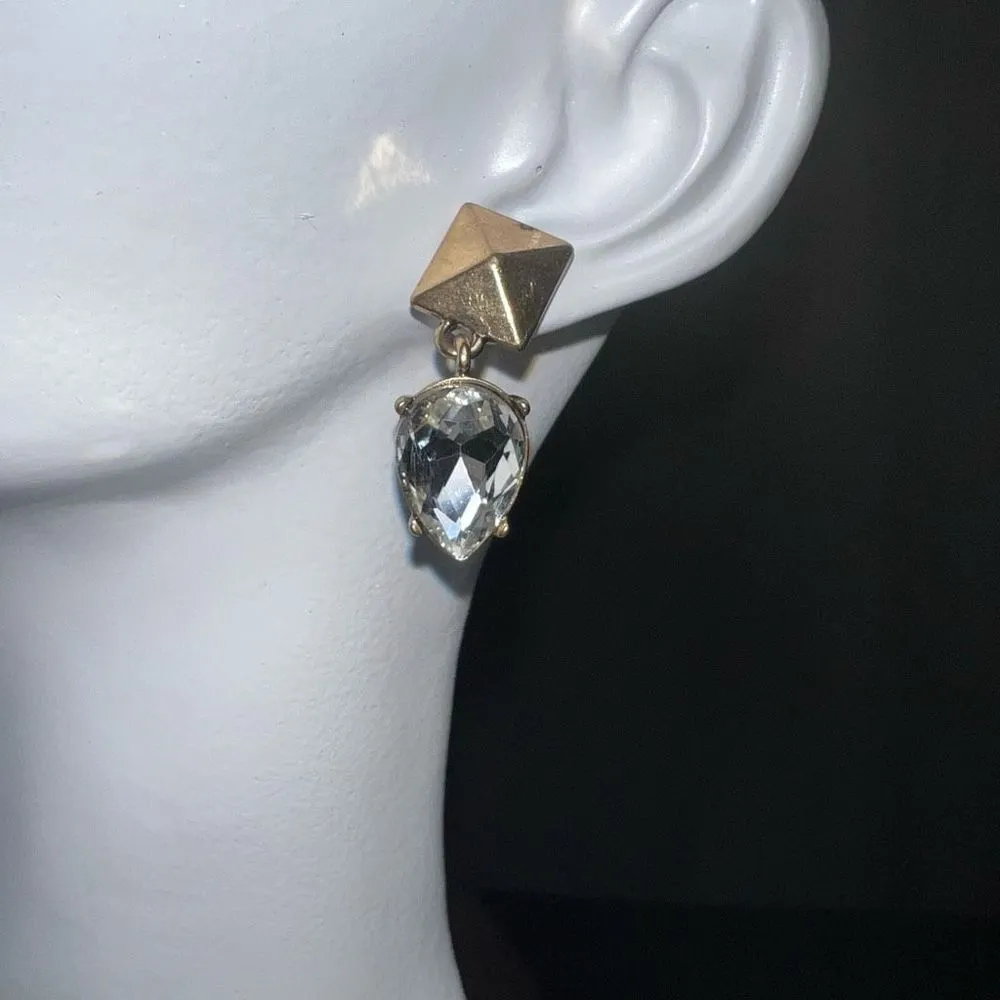 POP Spike and Pear Drop‎ CZ Earrings Gold - Image 2