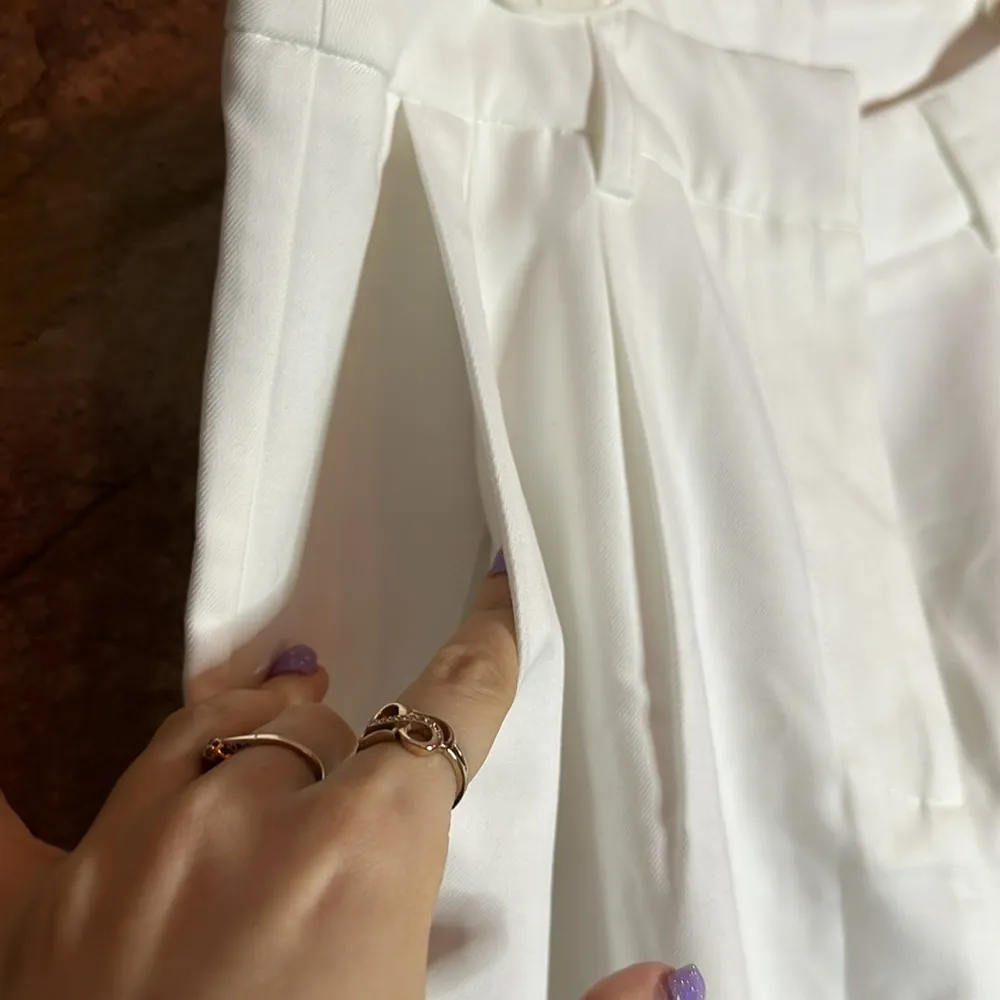 Commense Solid Wide Leg Pants Without Belt size small White - Image 5