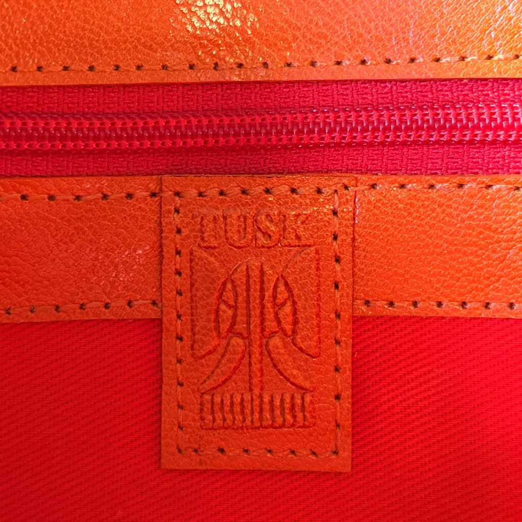 Tusk Pink Leather Envelope Clutch with Contrast Stitching - Image 7