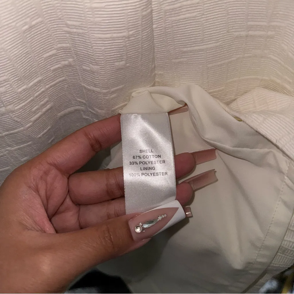 Anna Cate Eden Textured Cream Cotton Mini Dress with Cutout Shoulders White Size M - Image 11