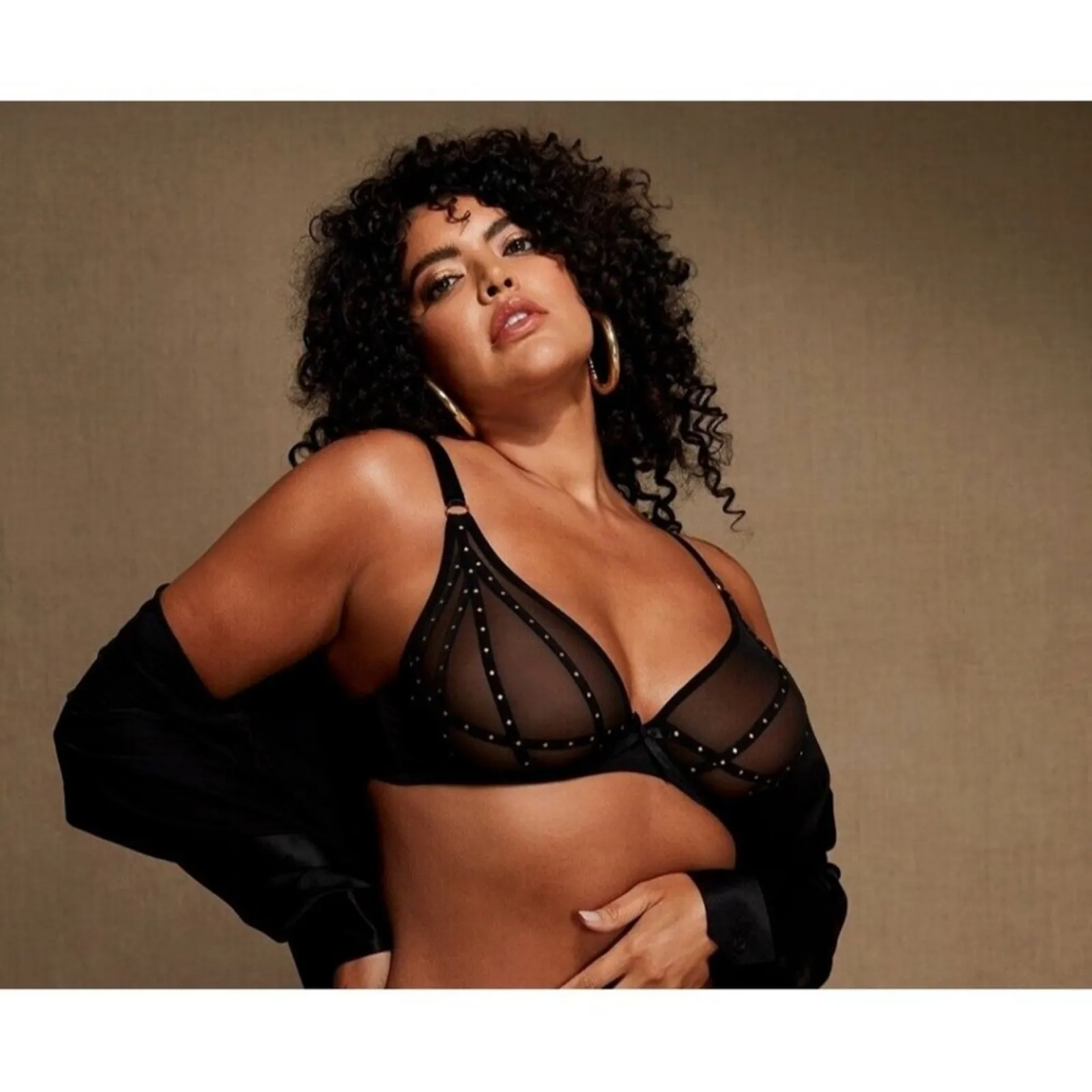 Frederick’s of Hollywood Rozlyn Black Mesh Stud Underwire Bra 32DD NWT - Image 6