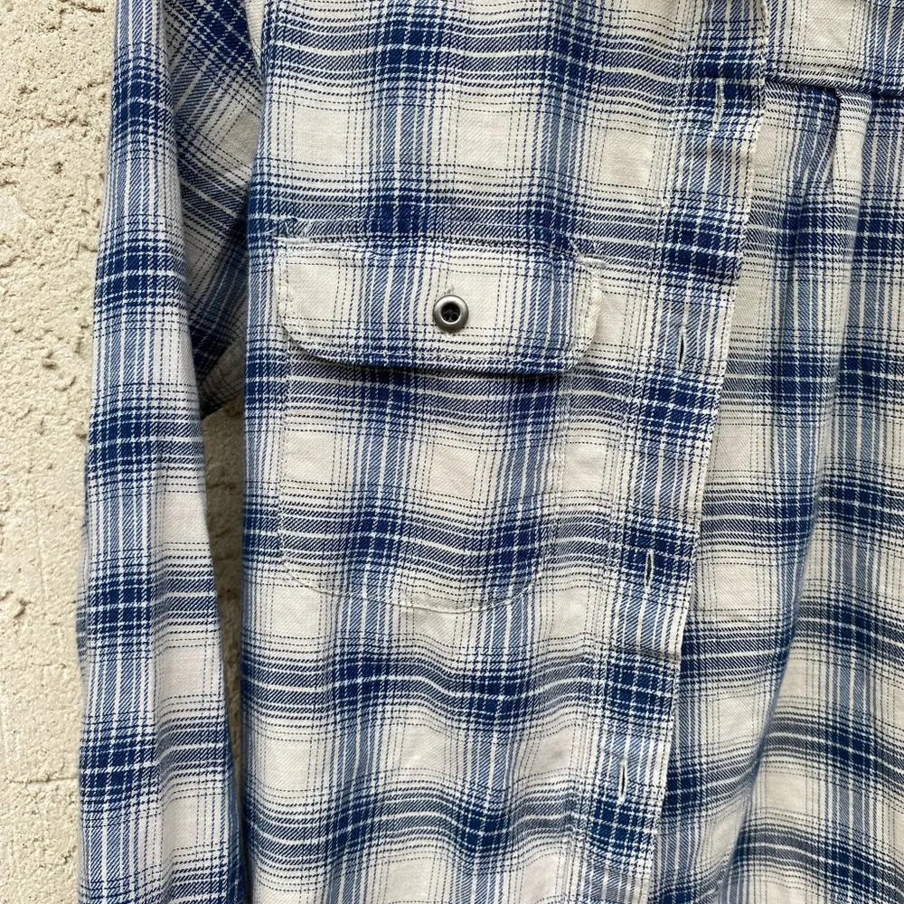 Madewell Size extra small White and blue plaid flannel button down 100% cotton - Image 5