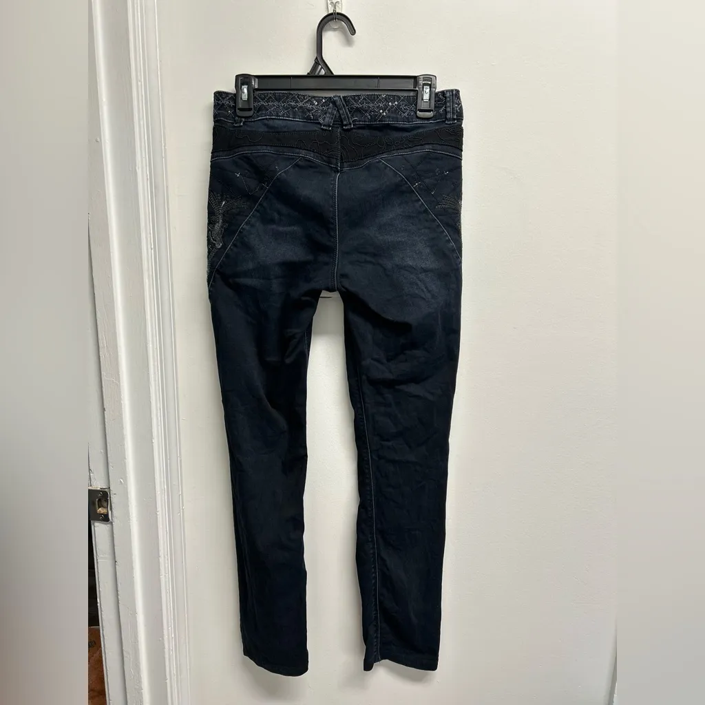 Tricotto Dark Blue Skinny Jeans with Heart Accents Size 4 - Image 2