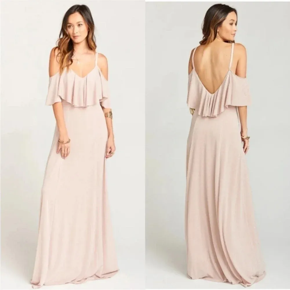 Show Me Your Mumu Renee Ruffle Maxi Dress in Dancing Queen Shine Blush Size 1X - Image 3