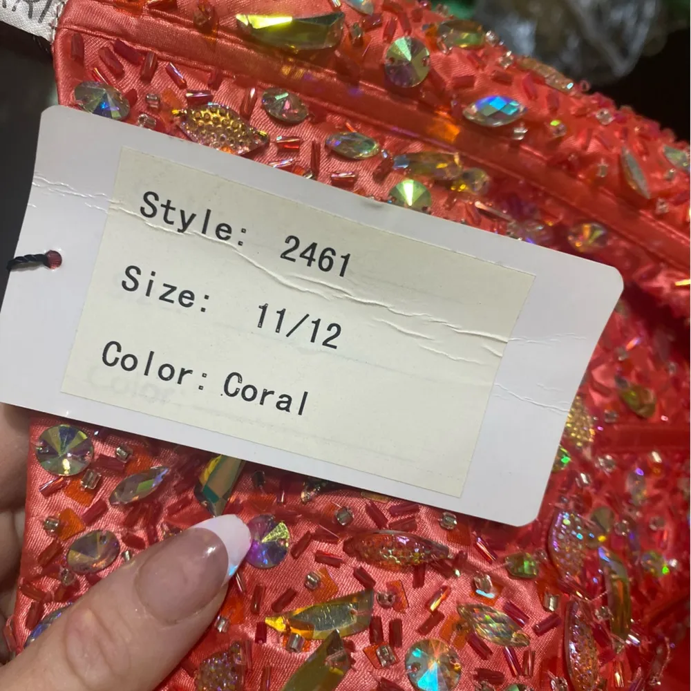 Clarisse Coral short bedazzled formal homecoming prom ladies 11/12 DD chest - Image 4