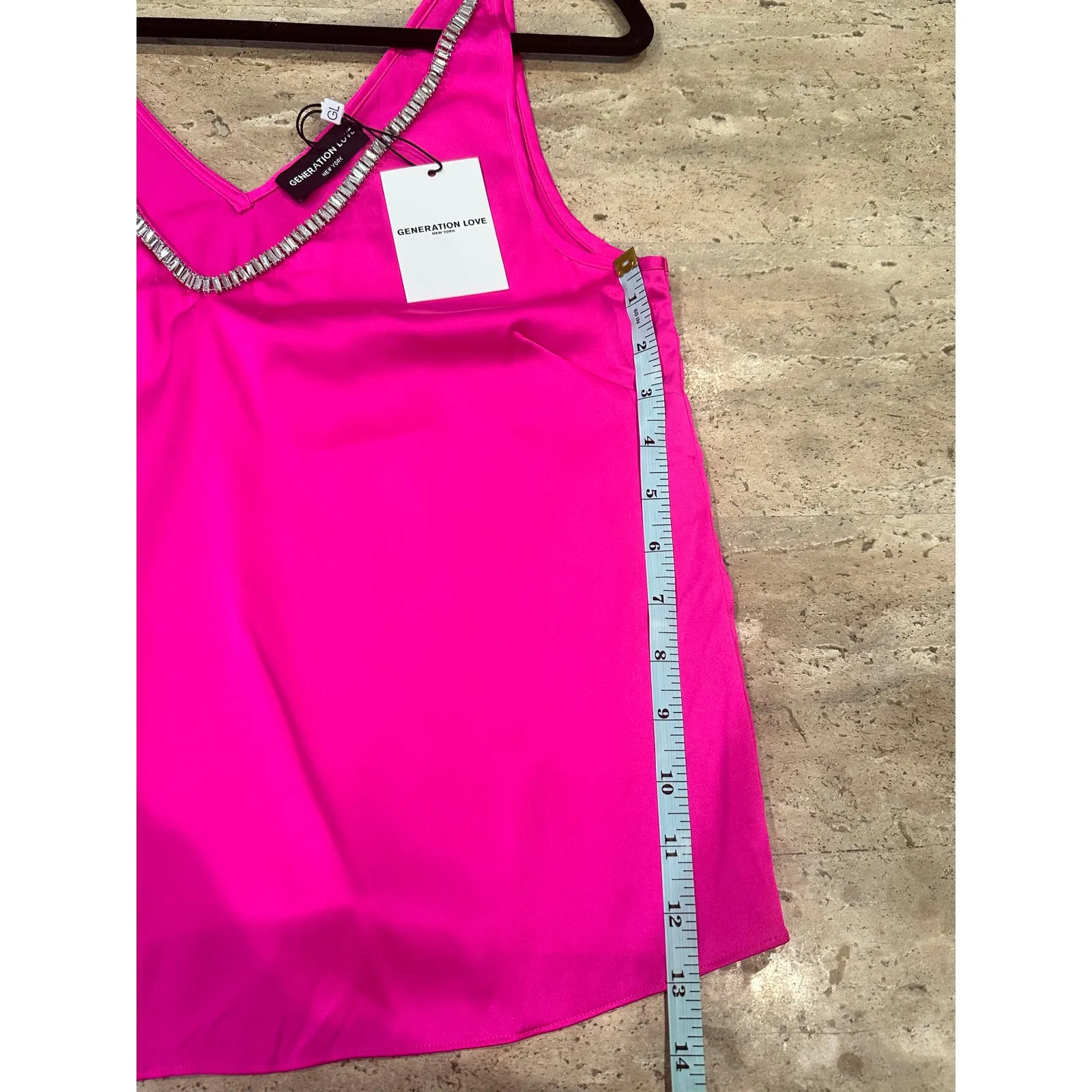 NEW NWT Generation Love Women's Pink Marian Crystal Trim Tank Top Size Small - Image 6