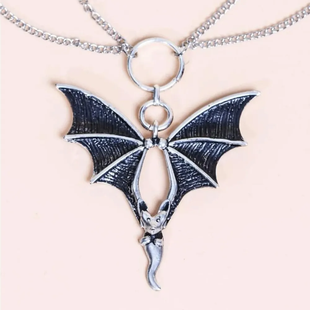 Bat Halloween Layered Chain Necklace New - Image 4