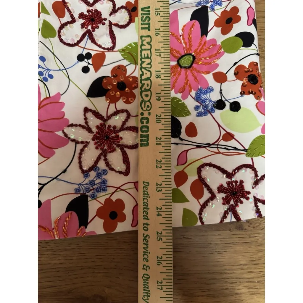 Silk Club Women Size Large Floral Beaded Colorful Blazer Jacket Art Professional - Image 4