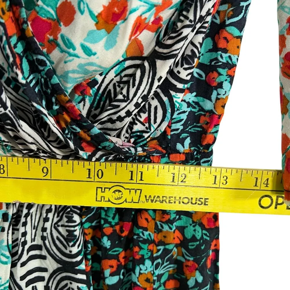 Michael Stars Size S Resort Aztec Floral Bohemian Festival Kimono Sleeve Romper - Image 3